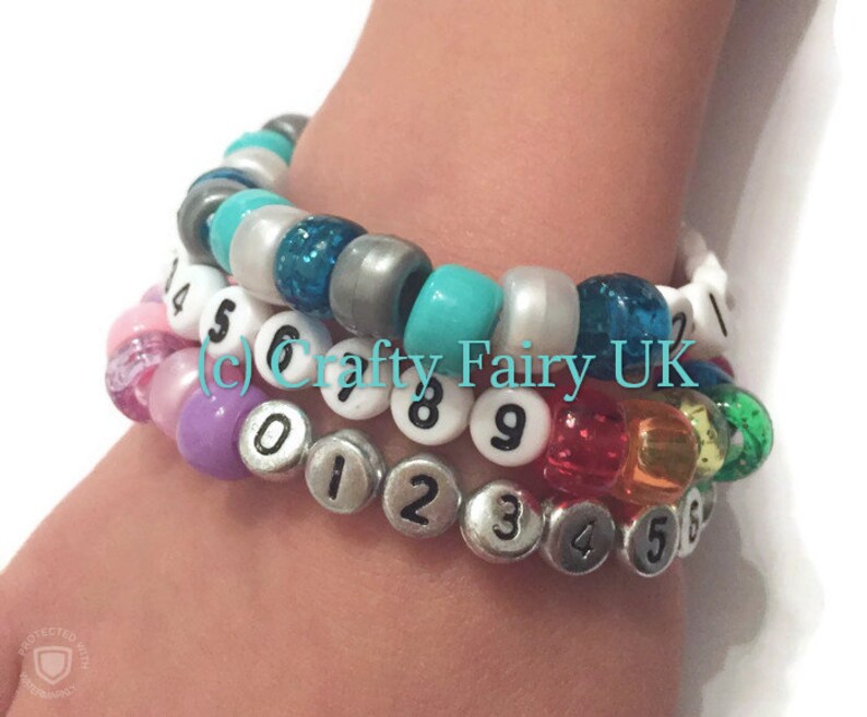 Child Safety ID Bracelet Lost ~ Personalised Phone Mobile Number Name ~ Party Fillers ~ Travel Trip Camping ~ Security ~ Preschool ~ Nursery