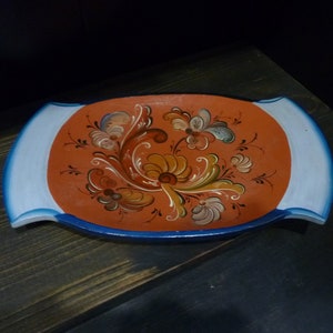 Rosemaling Ale / Beer Bowl Hand Painted wooden Tray - home decor