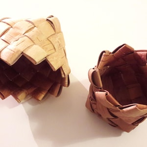 Wicker Birch Bark Box. Vintage Swedish Handmade. Easter egg Basket. Set of 2.