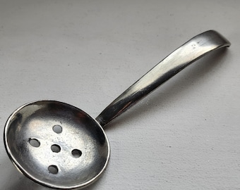 Antique Norwegian Pewter Spoon-Foam Spoon: Viking Style Folk Art, Handmade