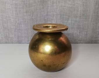 Brass Swedish Round massive And  Heavy Gusum Style Candle Holders Ball Bubble Shaped Candle Holder Vintage