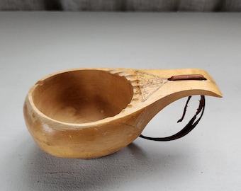 Scandinavian Aantique Drinking Kuksa Mug-Handmade Natural Wooden Hand Carved