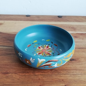 Wooden Bowl Norwegian Hand Painting Folk Art Rosemaling Vintage