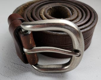 Vintage Leather Belt-Steel Buckle-Made In Italy