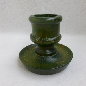 Houten kandelaar, Vintage hout serviesje, Scandinavische Home Decor