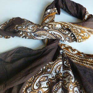 Cotton Scarf: Brown Paisley Print