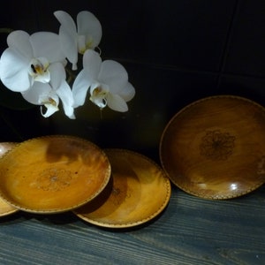 Vintage wooden bowl - dish. Set of 4