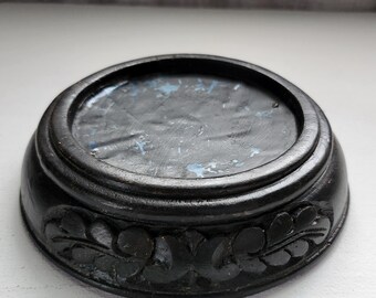 Norwegian Antique Massive Oak Wood Candle Holder-Hand carved