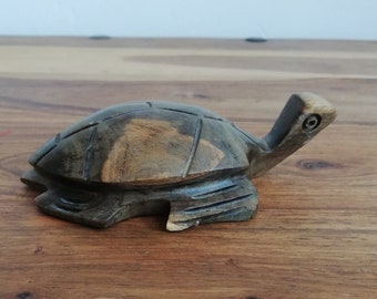 Wooden Turtle Mid Century Carving Handmade, Home Decor