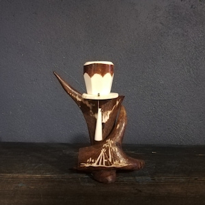 Lapland Deer Antler Candle Holder Hand carved Handmade