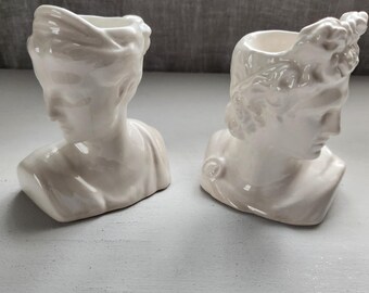 Italian Antique Porcelain Statue Bowl Set 2-Table Decor-jewelry Dish Ring Bowl