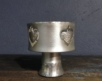 Hammered Pewter Candle Holder Swedish Designer Work and Quality Handmade Vintage