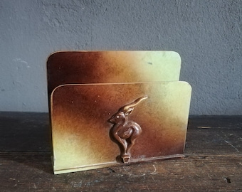 Deco Art Ystad Brons 1930s Bronze  Letter Holder  Note Holder Swedish Antique