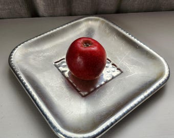 Serving Tray Plate Bowl-Hammered Aluminum-Norwegian Handmade And Quality-Nordic Aluminum Art-Vintage