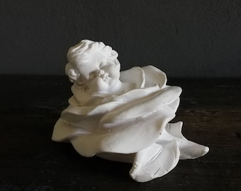 Enfant de sommeil dans la fleur de rose