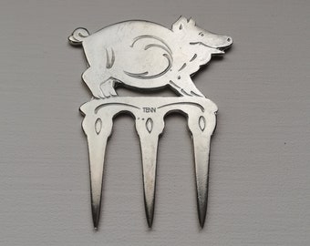 Vintage Meat lifting Fork Swedish quality-Pewter