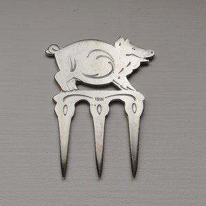 Vintage Meat lifting Fork Swedish quality-Pewter