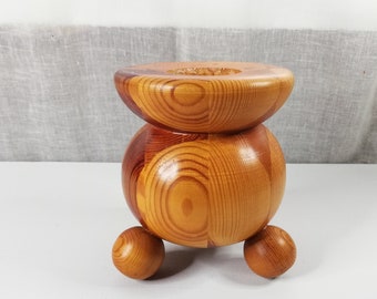 XXL Wooden Candle Holder Natural Pine Wood-Vintage