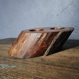 Live Edge grande de madera natural portavelas titular de la decoración nórdica de la mesa hecha a mano
