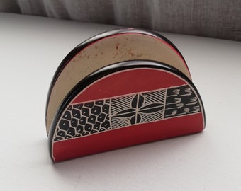 Mid century Modern Pottery Napkin Holder-Scandinavian
