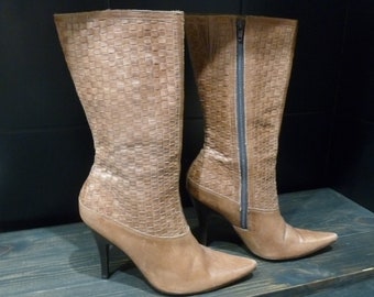 Braided Leather Women's Boots - Made in Brazil (Size 40 EUR)