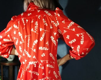 Red Midi Dress - Mid Certury Dress  - EUR Size M/L - 38/40 size