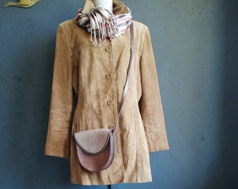 Brown Women's Suede Jacket - Size 46 - XL - UTTERLY -