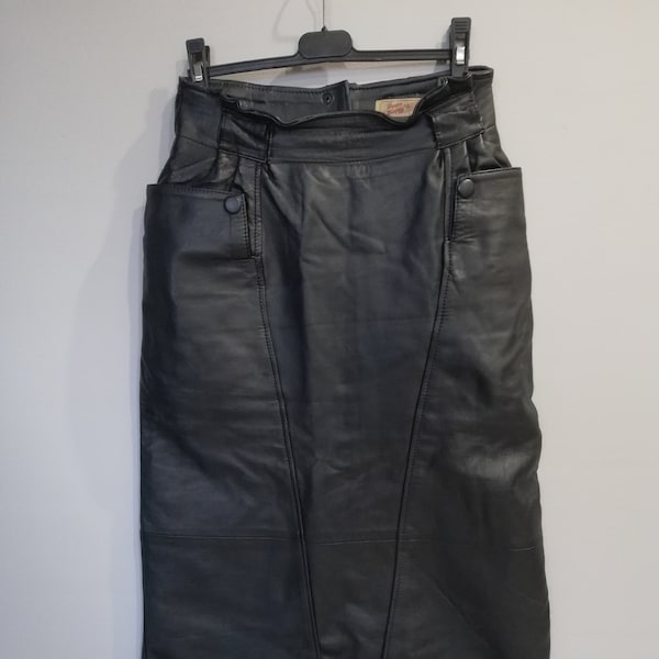Black Leather Skirt - Etsy