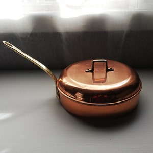 Vintage Swedish Copper Pan with Brass Handle & Lid