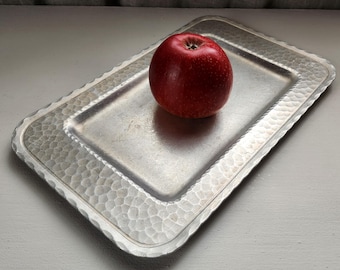 Serving Tray Plate Bowl-Hammered Aluminum-Norwegian Handmade And Quality-Nordic Aluminum Art-Vintage