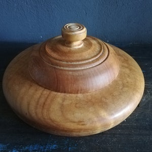 Wooden Bowl Wooden Box- utensil - with cover 1986s Vintage