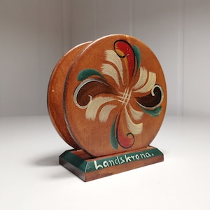 Rosemaling Napkin Holder - Folk Art vintage.