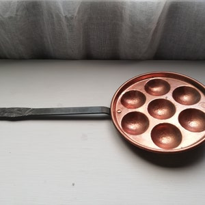 Swedish Royal Copper XL Egg Pan With Wrought Iron Handle kitchen Decor-Wall Decor-Swedish Antique