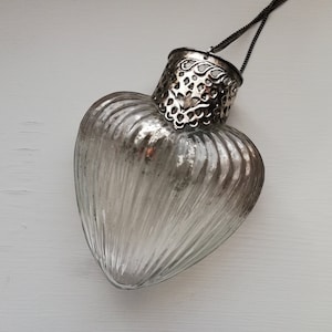 Vintage Heart Glass Candle Sconce with Silver Plate