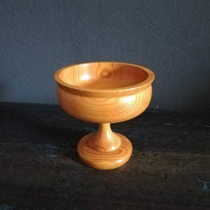 Wooden Bowl Pedestal bowl Wooden Box utensil Vintage