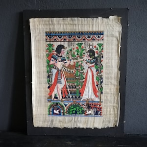 Framed Large Size Egyptian Papyrus Painting Egyptian princess Wall Decor Vintage Handmade