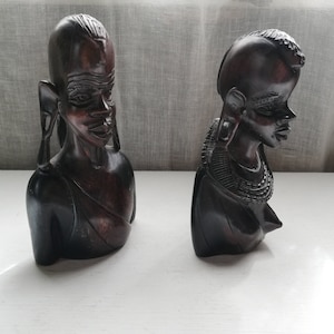 Antique African Tribal statue Set of 2 Handmade Ironwood carving