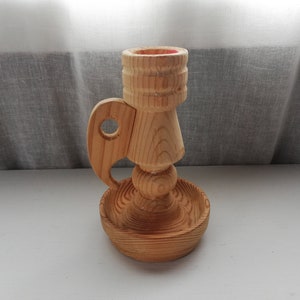Wooden candle Holder Large and Massive - Portable candle Holder- Swedish Handmade-Vintage