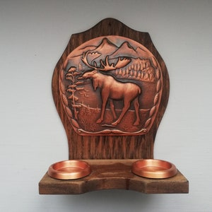 Noorse Vintage muurschans houten met koperen muur kandelaar-Nordic handgemaakte kunst