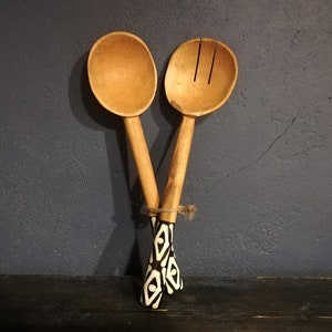 Wooden Salad forks Set of 2 Large Size Handmade