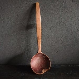 French Large Antique Primitive Wooden Spoon