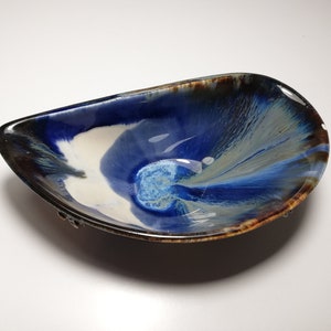 Danish Modern Bowl Blue Lagoon with Small Seashell Vintage