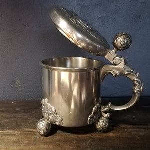 Antique XXL Viking Wedding Massive Beer Mug With Lid Made In Sweden- JLH Pewter