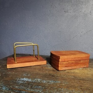 Mid century Danish Modern Teak wood Table Coaster Set of 5 Danish Design