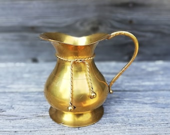 French Vintage Jug Brass Vase