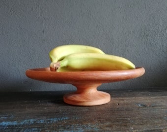 Pedestal Bowl Fruit Bowl Teak Wood Vintage Scandinavian