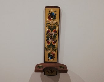 Rosemaling Wand Kerzenhalter.