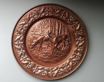 アンティーク フランス　木製　壁掛け　装飾　プレート　大　1900年 フランスのアンティーク銅壁装飾プレートホームインテリア銅