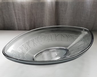 Norwegian Glass Art Bowl: Viking Ship Runes Decor