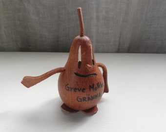 Teak Wooden Pear Figurine Greve Moltke Gränna Mid Century Modern